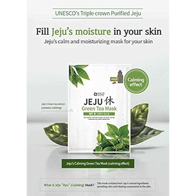 SNP SHINING NATURE PURITY JEJU GREEN TEA MASK (SOOTHING) 10X22ML/0.74OZ - Image 2